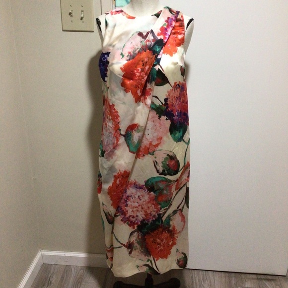 Laviniaturra Dresses & Skirts - Laviniaturra draped floral hydrangea print dress M